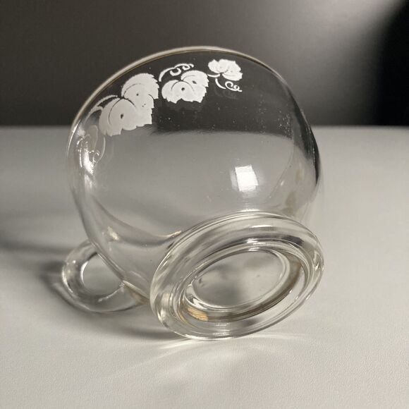 Anchor Hocking Glass Punch Cup Set (6) • White Grape Leaves • Gold Rim • Vintage - Picture 16 of 16